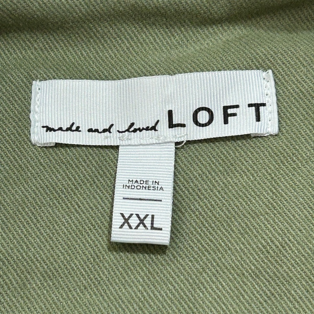 LOFT Olive Green Utility Button up Cinch Waist Canvas Jacket Size XXL - Picture 3 of 8
